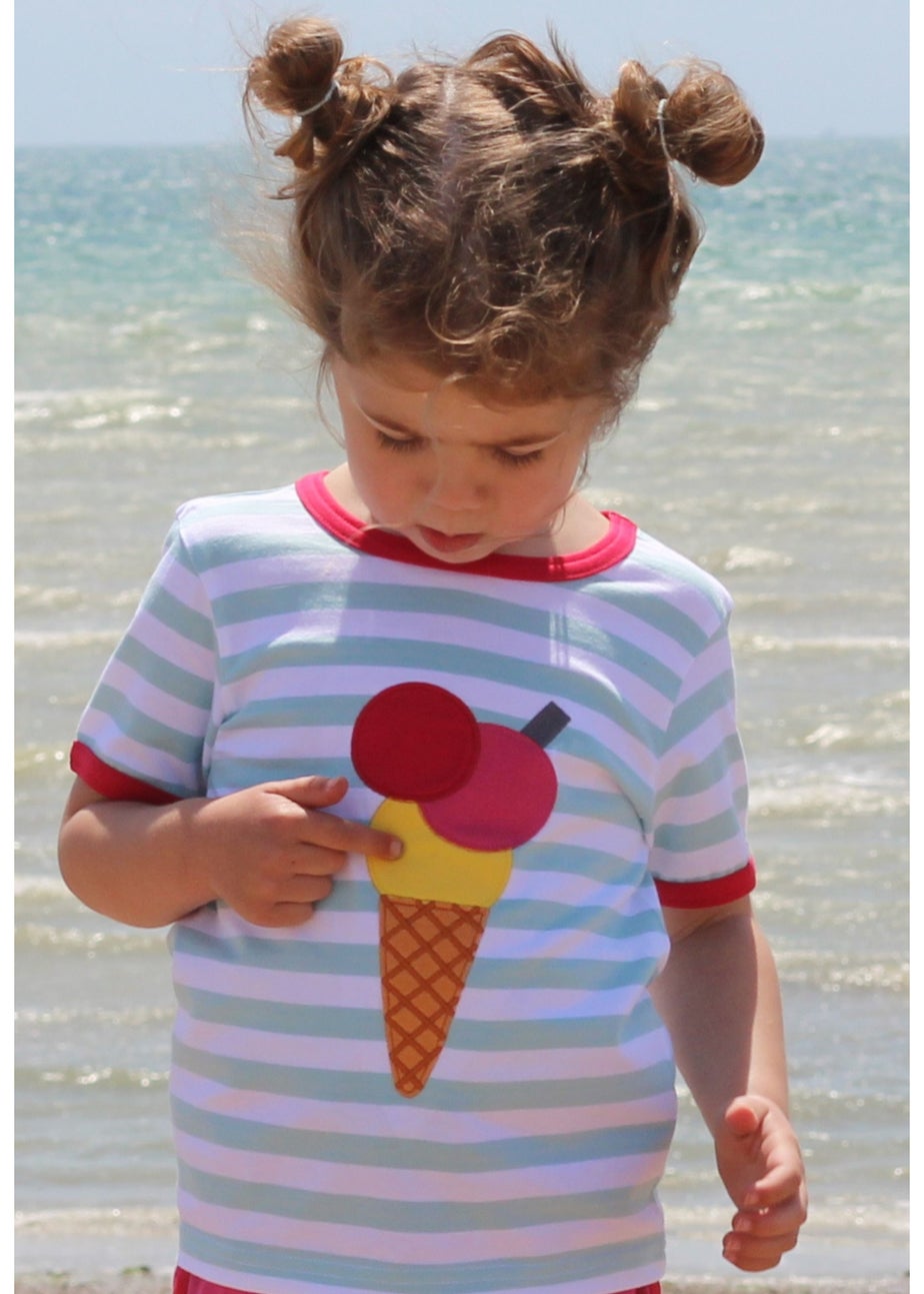 Toby Tiger Organic Blue Ice Cream Applique T-Shirt (6 months - 8 years)