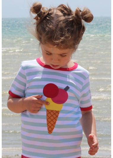 Toby Tiger Organic Blue Ice Cream Applique T-Shirt (6 months - 8 years)