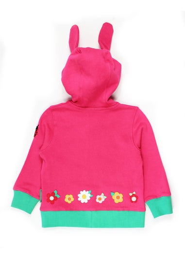 Toby Tiger Organic Pink Leaping Bunny Applique Hoodie (6 months - 6 years)