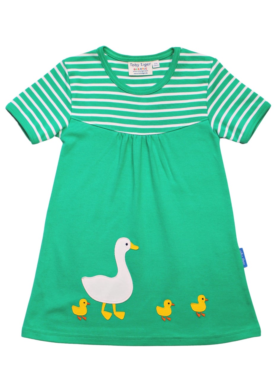 Toby Tiger Organic Green Duck Applique Dress (6 months - 6 years)