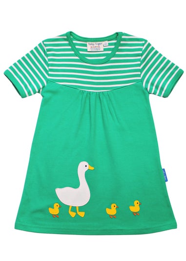 Toby Tiger Organic Green Duck Applique Dress (6 months - 6 years)