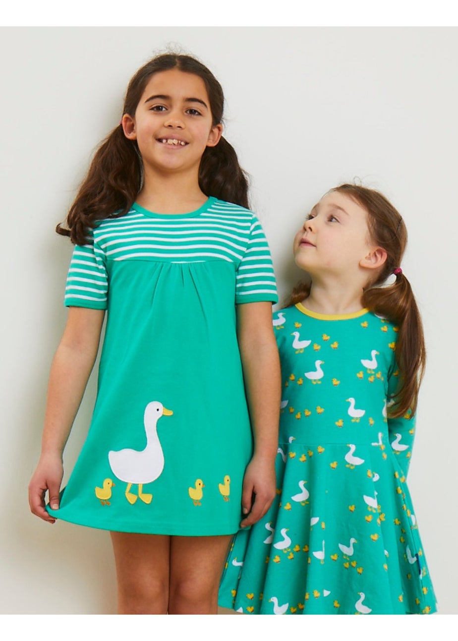 Toby Tiger Organic Green Duck Applique Dress (6 months - 6 years)