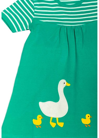 Toby Tiger Organic Green Duck Applique Dress (6 months - 6 years)