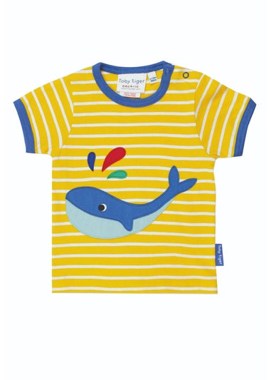 Toby Tiger Organic Yellow Whale Applique T-Shirt (3 months - 8 years)