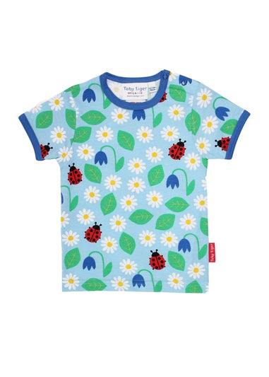 Toby Tiger Organic Blue Garden Print T-Shirt (3 months - 6 years)