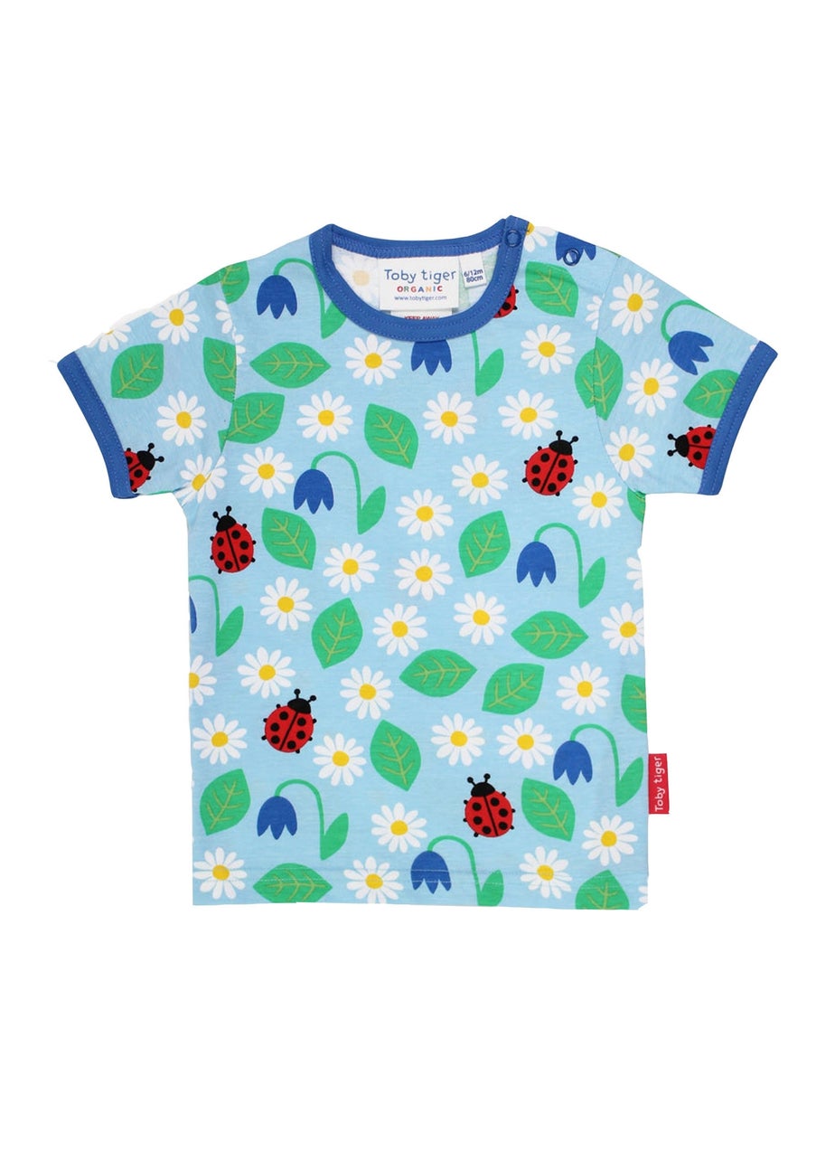 Toby Tiger Organic Blue Garden Print T-Shirt (3 months - 6 years)