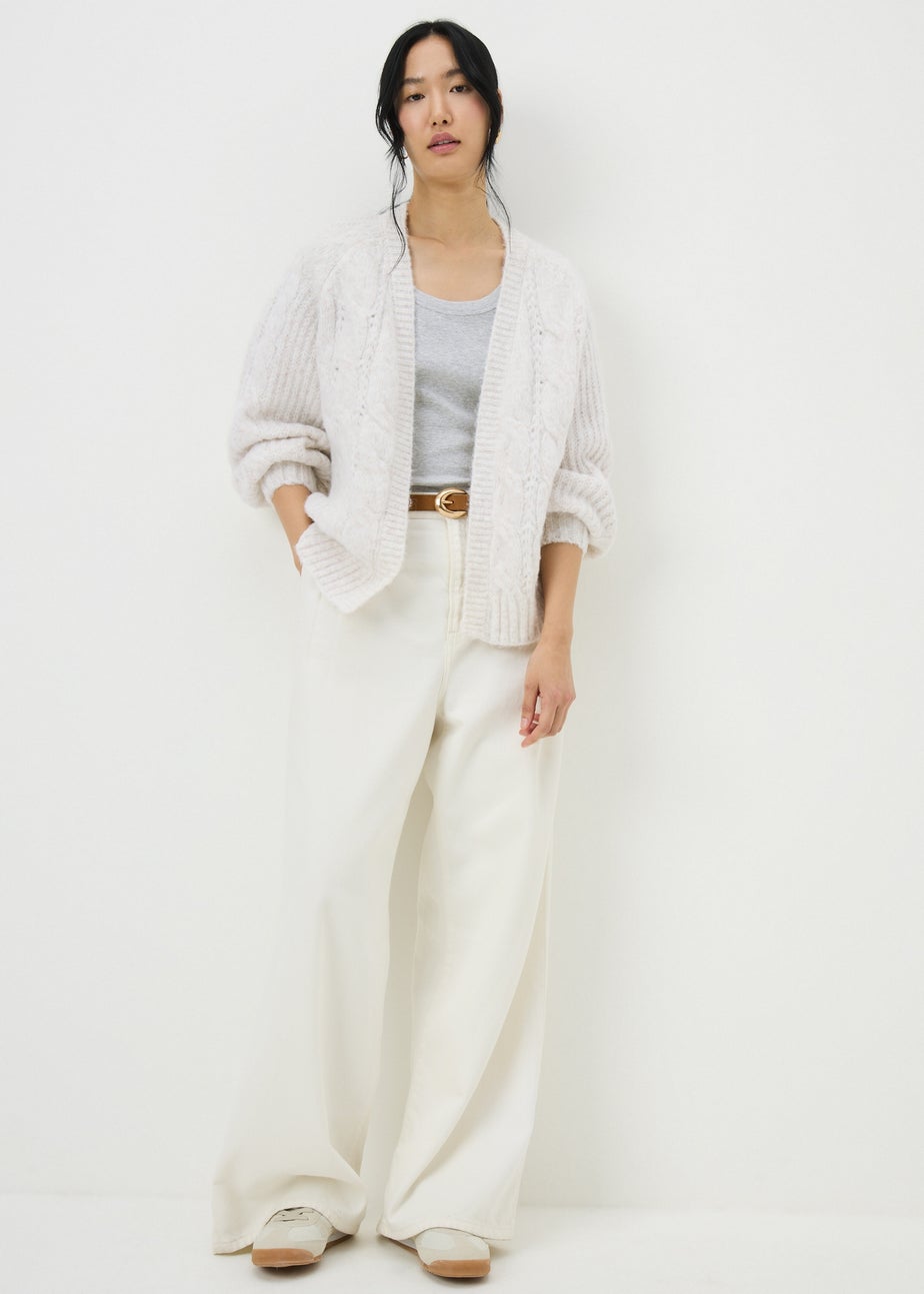 Oatmeal Cable Knit Cardigan