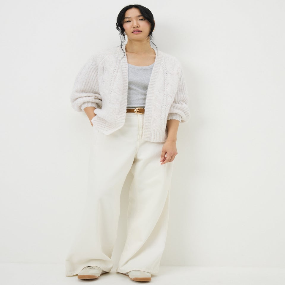 Oatmeal Cable Knit Cardigan