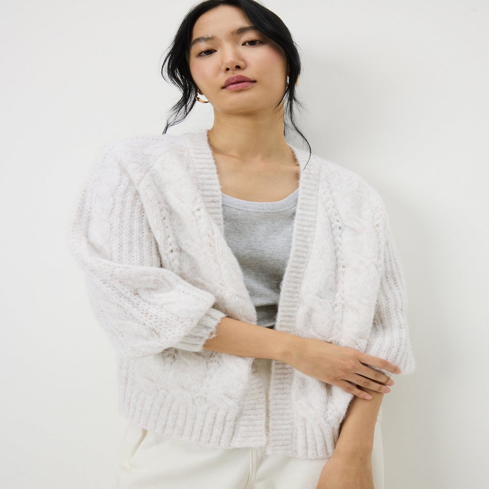 Oatmeal Cable Knit Cardigan