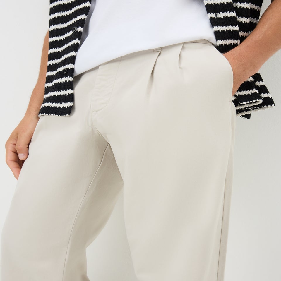 Beige Pleated Chinos