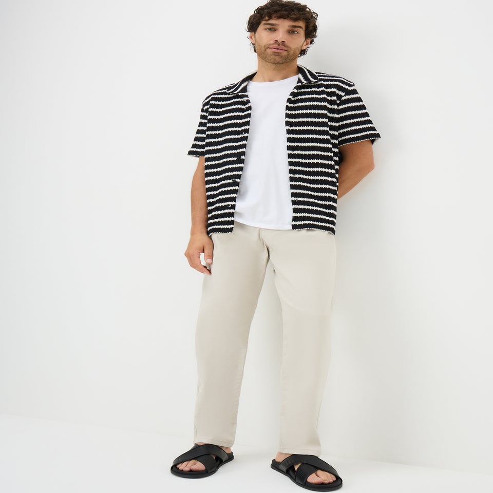 Beige Pleated Chinos