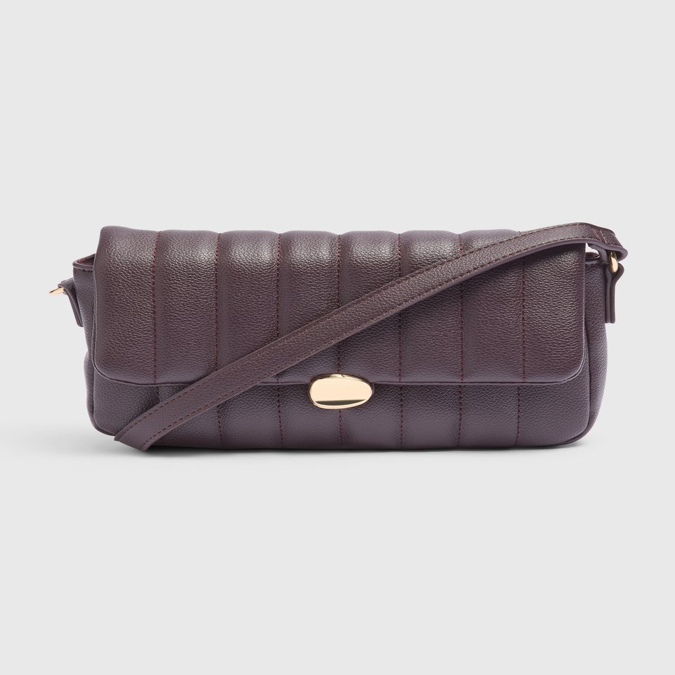 Burgundy Quilt Shoulder Bag
