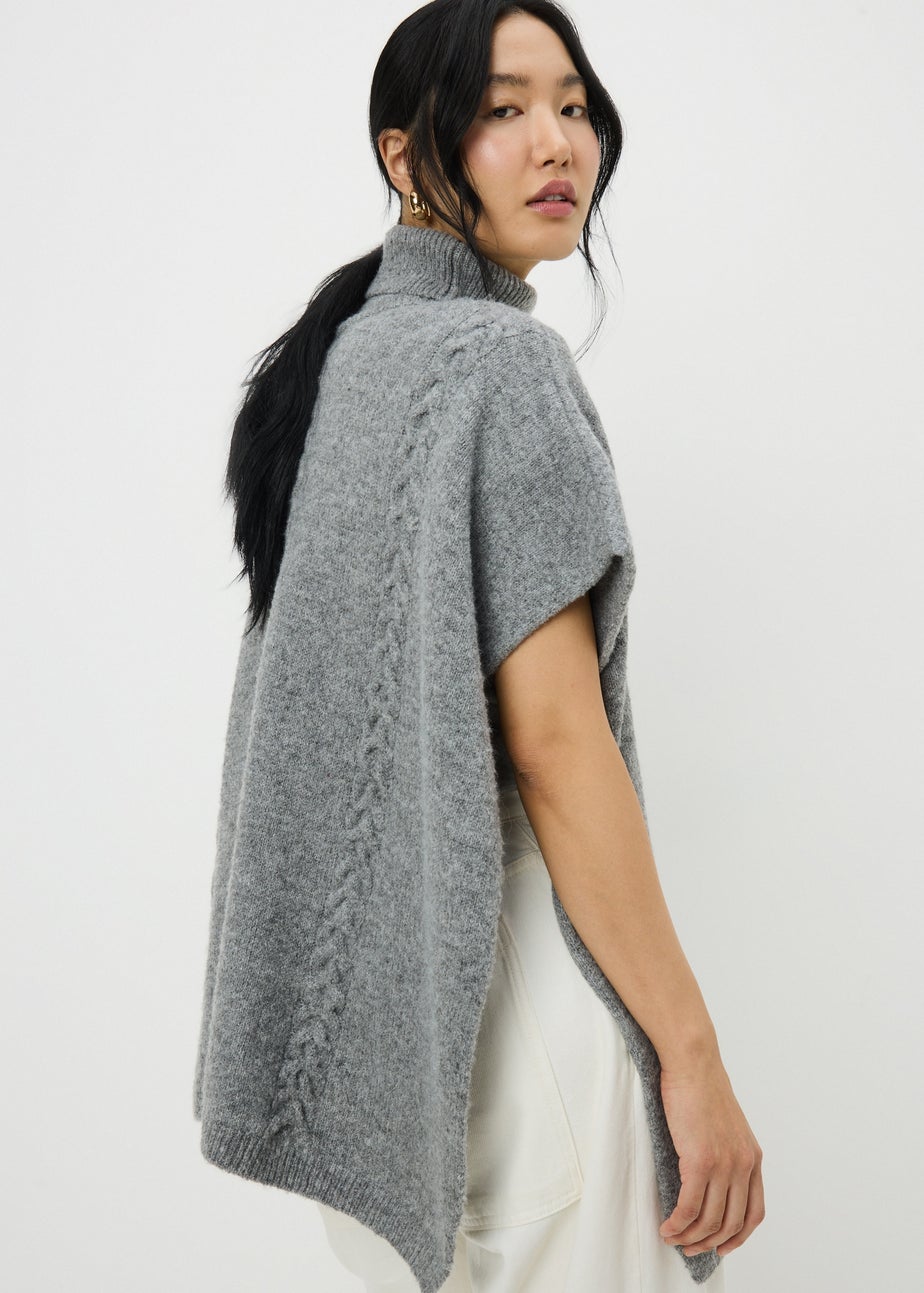 Grey Tassel Poncho