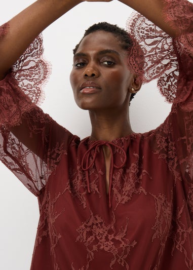 Pink Lace Frill Blouse