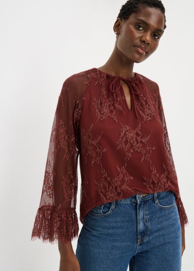 Pink Lace Frill Blouse