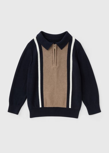 Boys Navy Knit Polo Jumper (1-7yrs)