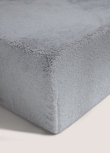 Grey Teddy Fleece Fitted Sheet