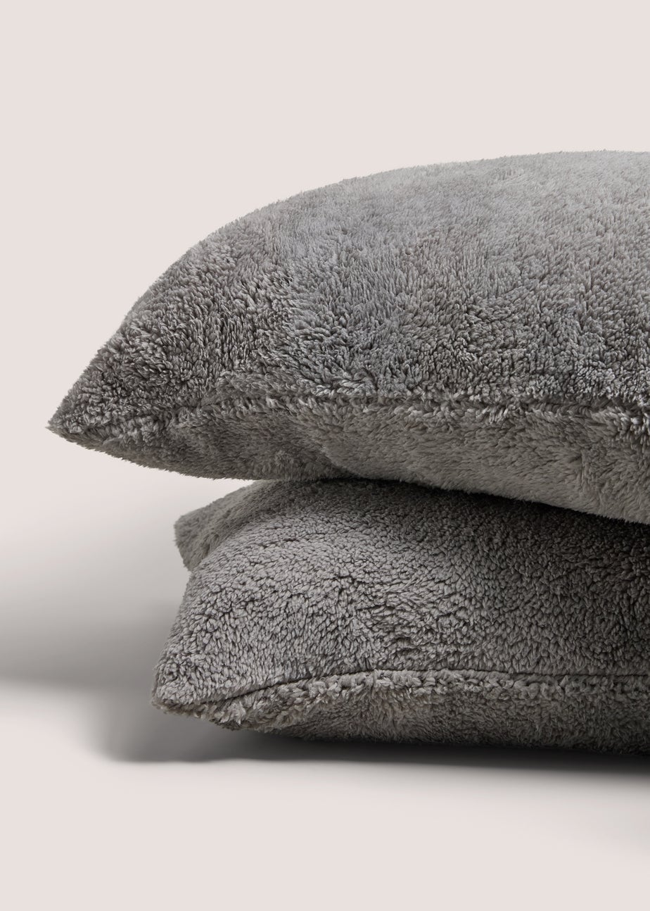 Grey Teddy Fleece Pillow Cases