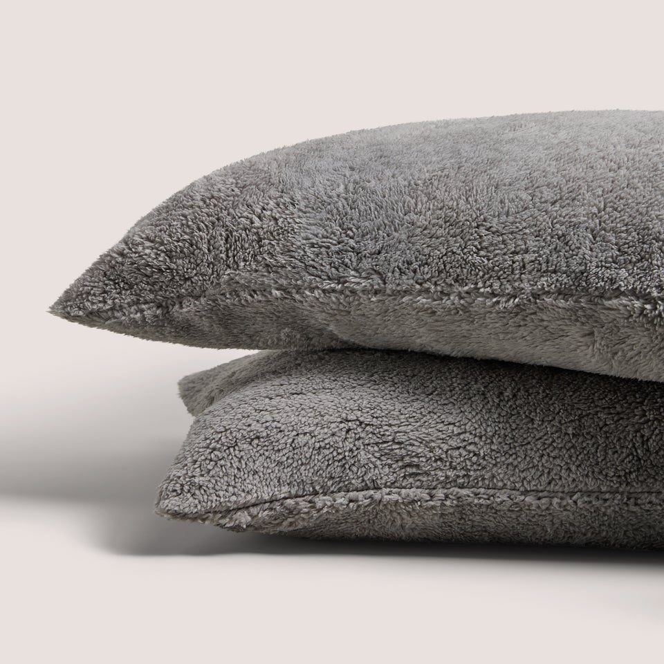 Grey Teddy Fleece Pillow Cases