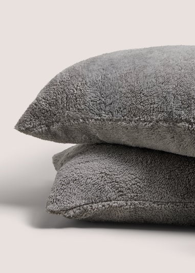 Grey Teddy Fleece Pillow Cases