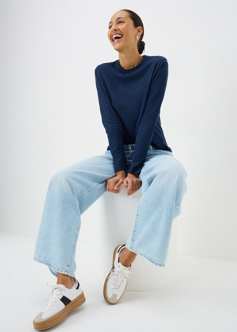 Blue Regular Fit Long Sleeve Top