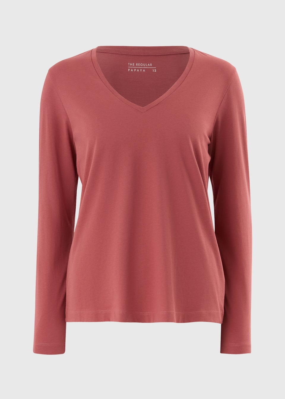 Dark Pink Long Sleeve V-neck Top