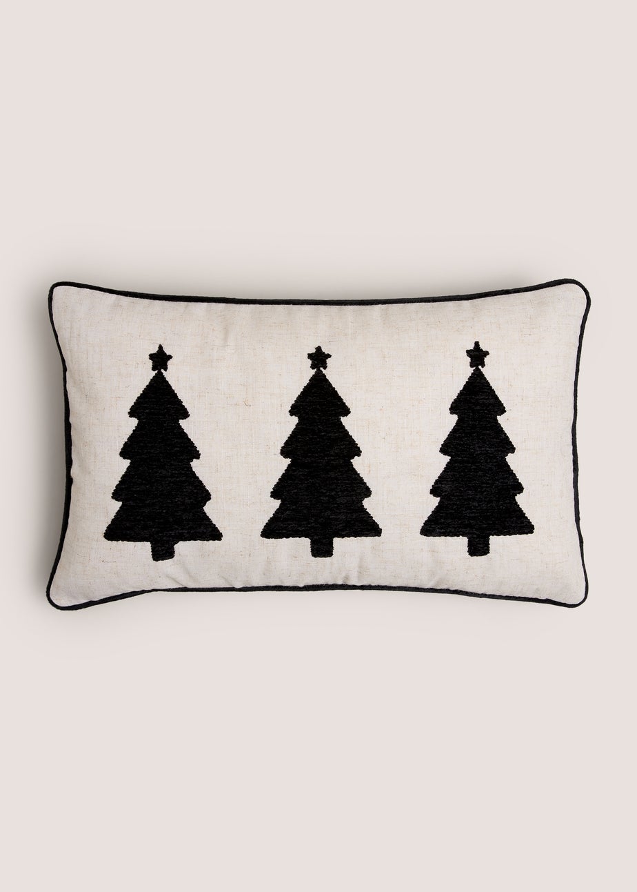 Cream & Black Christmas Tree Cushion