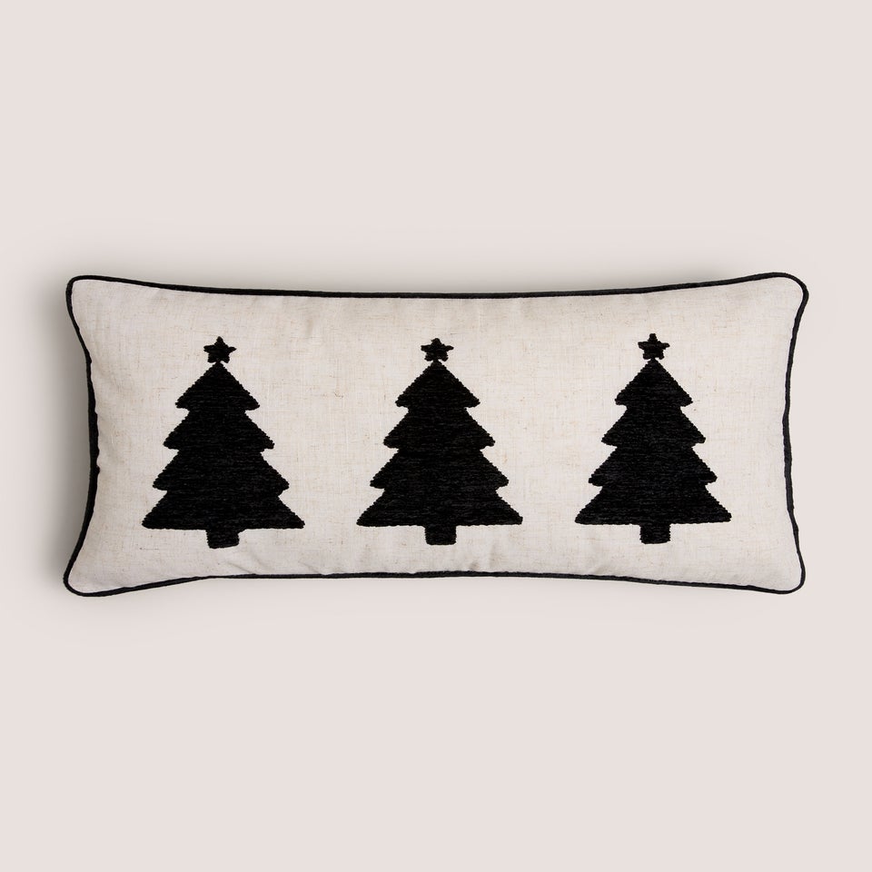 Cream & Black Christmas Tree Cushion