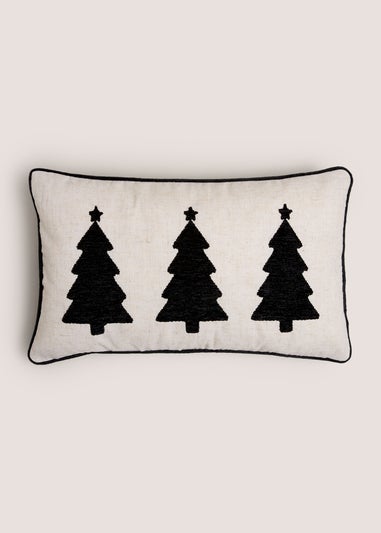 Cream & Black Christmas Tree Cushion