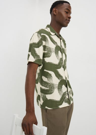 Khaki Brush Stroke Print Shirt