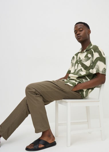 Khaki Brush Stroke Print Shirt
