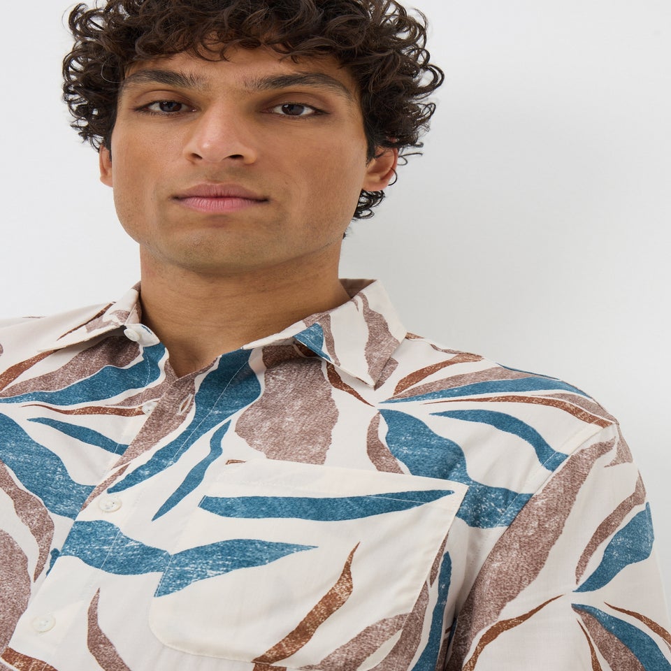 Ecru Watercolour Leaf Shirt