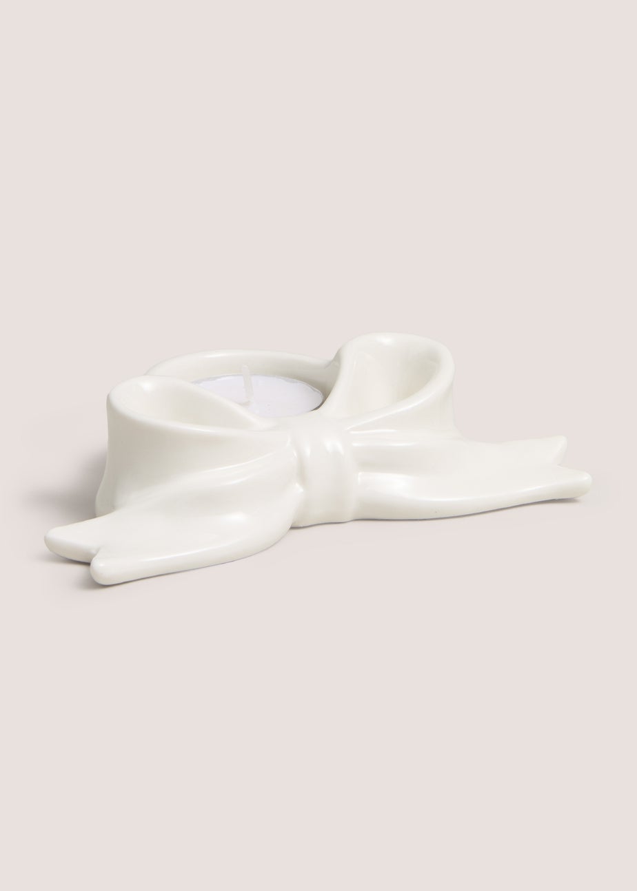 White Bow Shape Candle Holder
