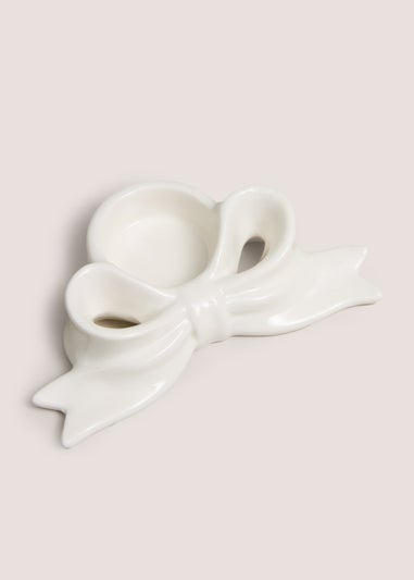 White Bow Shape Candle Holder