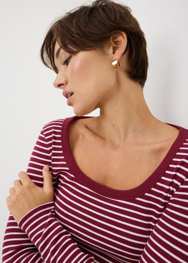 Burgundy Stripe Scoop Top