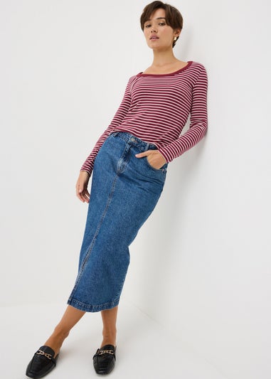 Burgundy Stripe Scoop Top