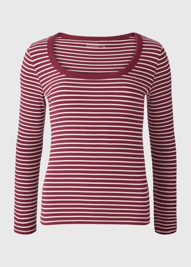 Burgundy Stripe Scoop Top