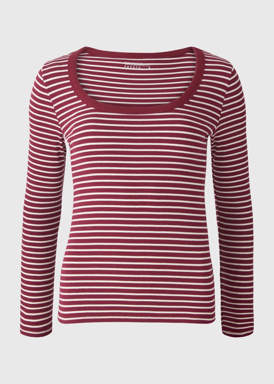 Burgundy Stripe Scoop Top