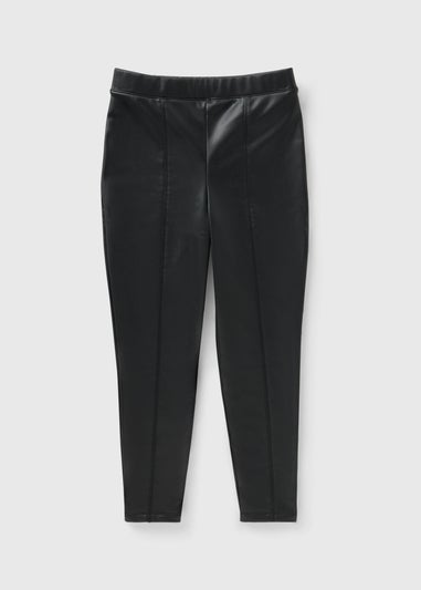 Girls Black Faux Leather Leggings (7-15yrs)