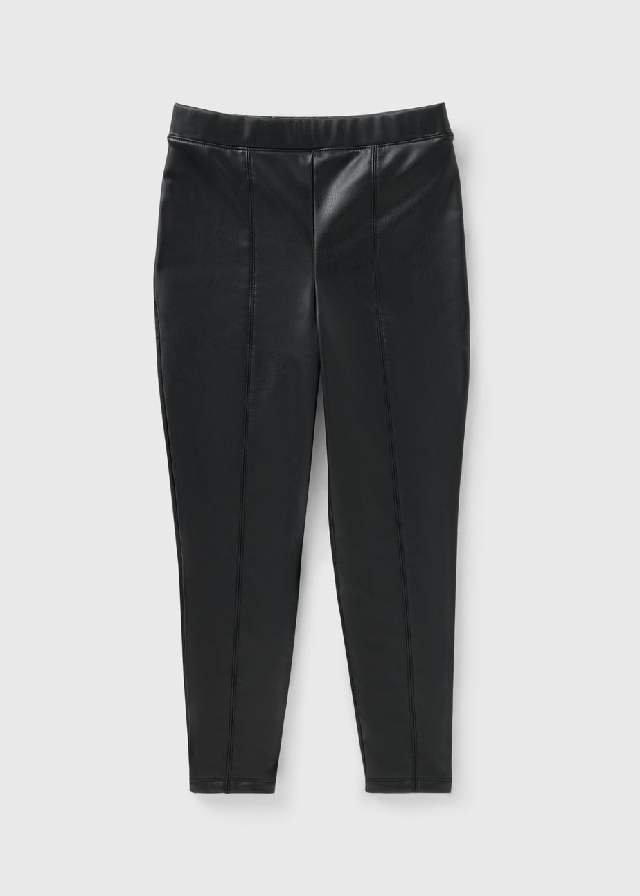 Girls Black Faux Leather Leggings (7-15yrs)