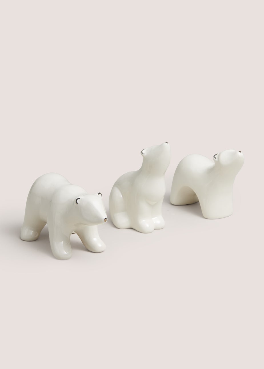 3 Piece White Polar Bear Ornaments