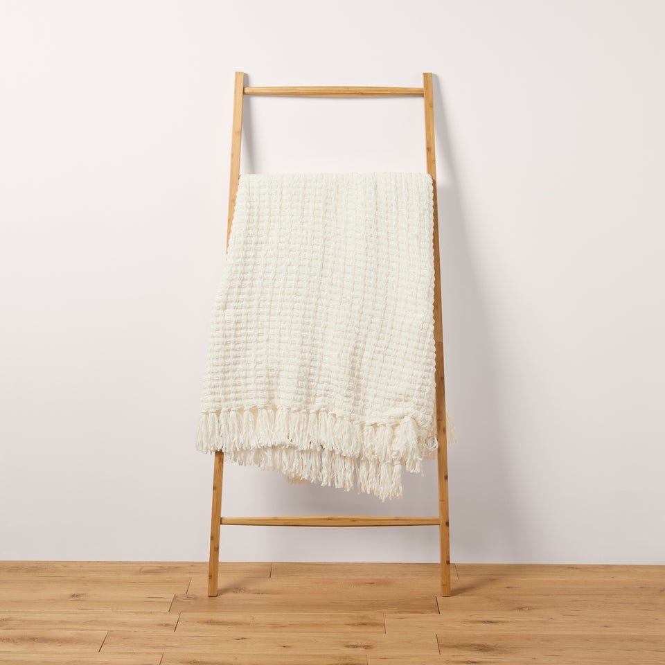 Cream Knit Chenille Throw