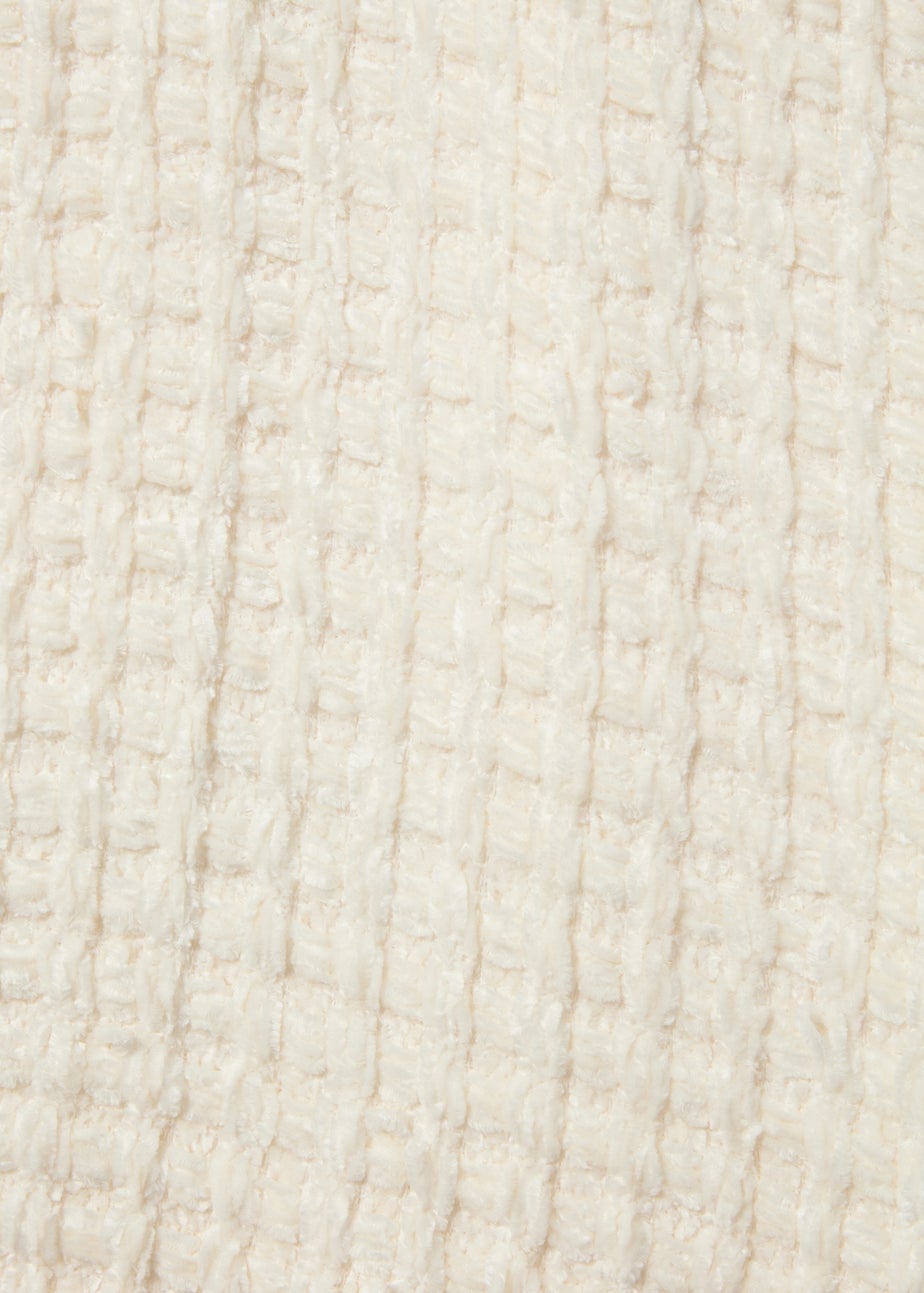 Cream Knit Chenille Throw