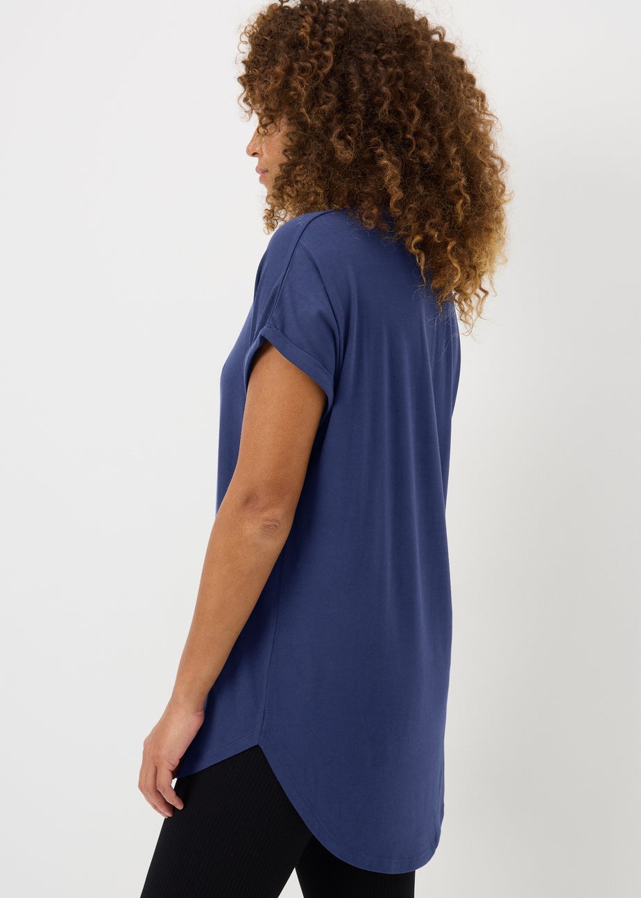 Navy Animal Heart Slogan Longline T-Shirt