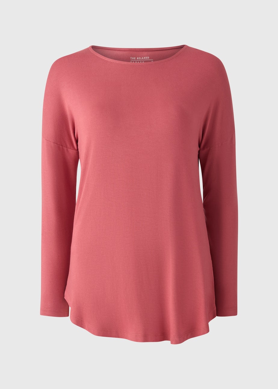 Dark Pink Relaxed Fit Long Sleeve Top