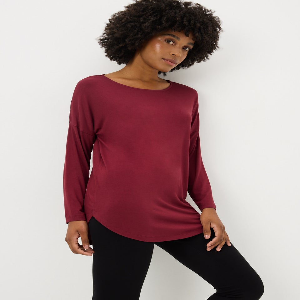 Burgundy Relaxed Long Sleeve Top