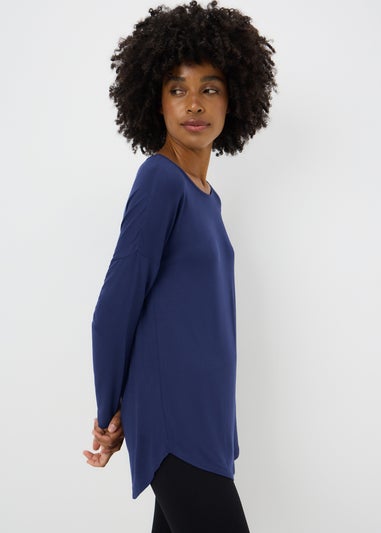 Navy Relaxed Fit Long Sleeve Top