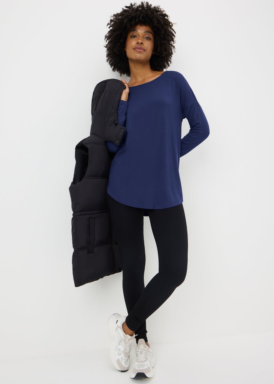 Navy Relaxed Fit Long Sleeve Top