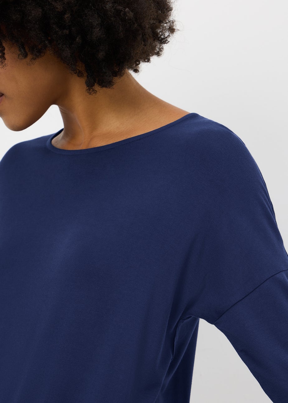 Navy Relaxed Fit Long Sleeve Top