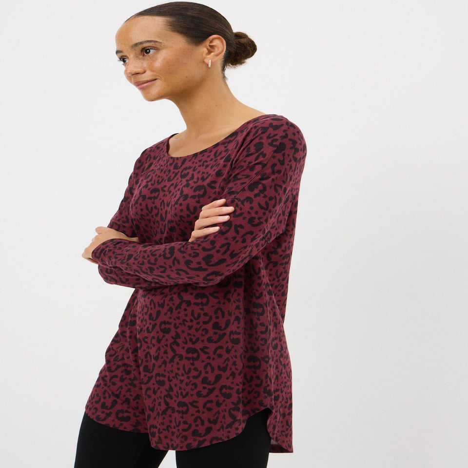 Burgundy Animal Relaxed Top